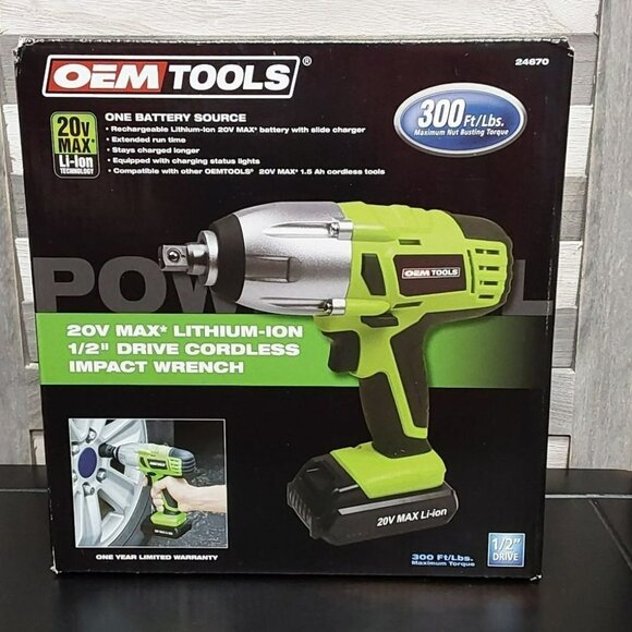 OEMTOOLS 1/2in Drive 20 Volt Lithium Ion Cordless Impact Wrench - Picture 1 of 7